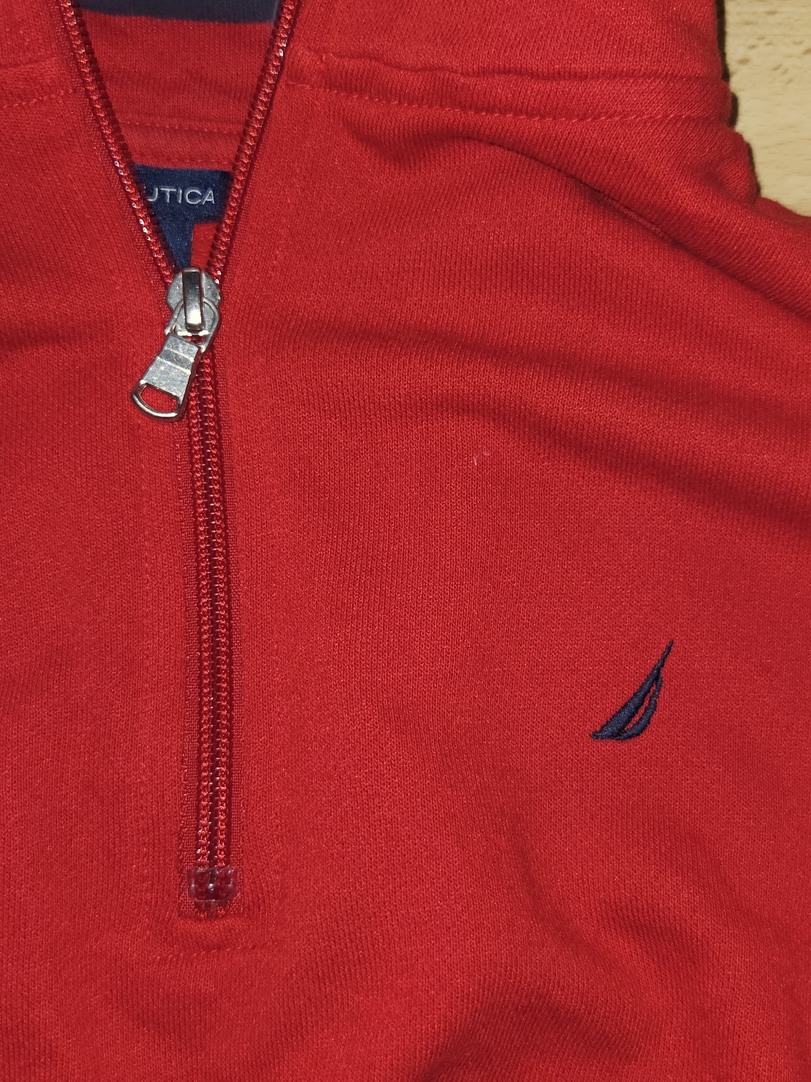 Genuine Nautica Red Quarter Zip Long Sleeve Sweatshirt, S, photo 4