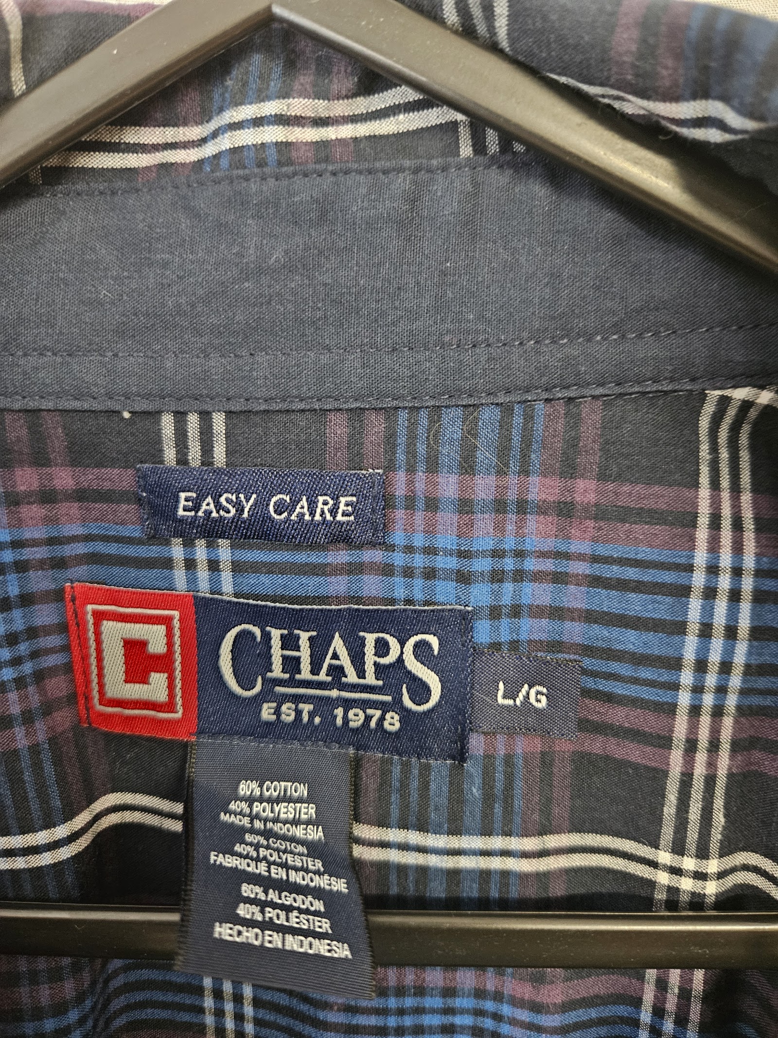 Genuine Chaps Blue and navy checked shirt, Large, photo 2