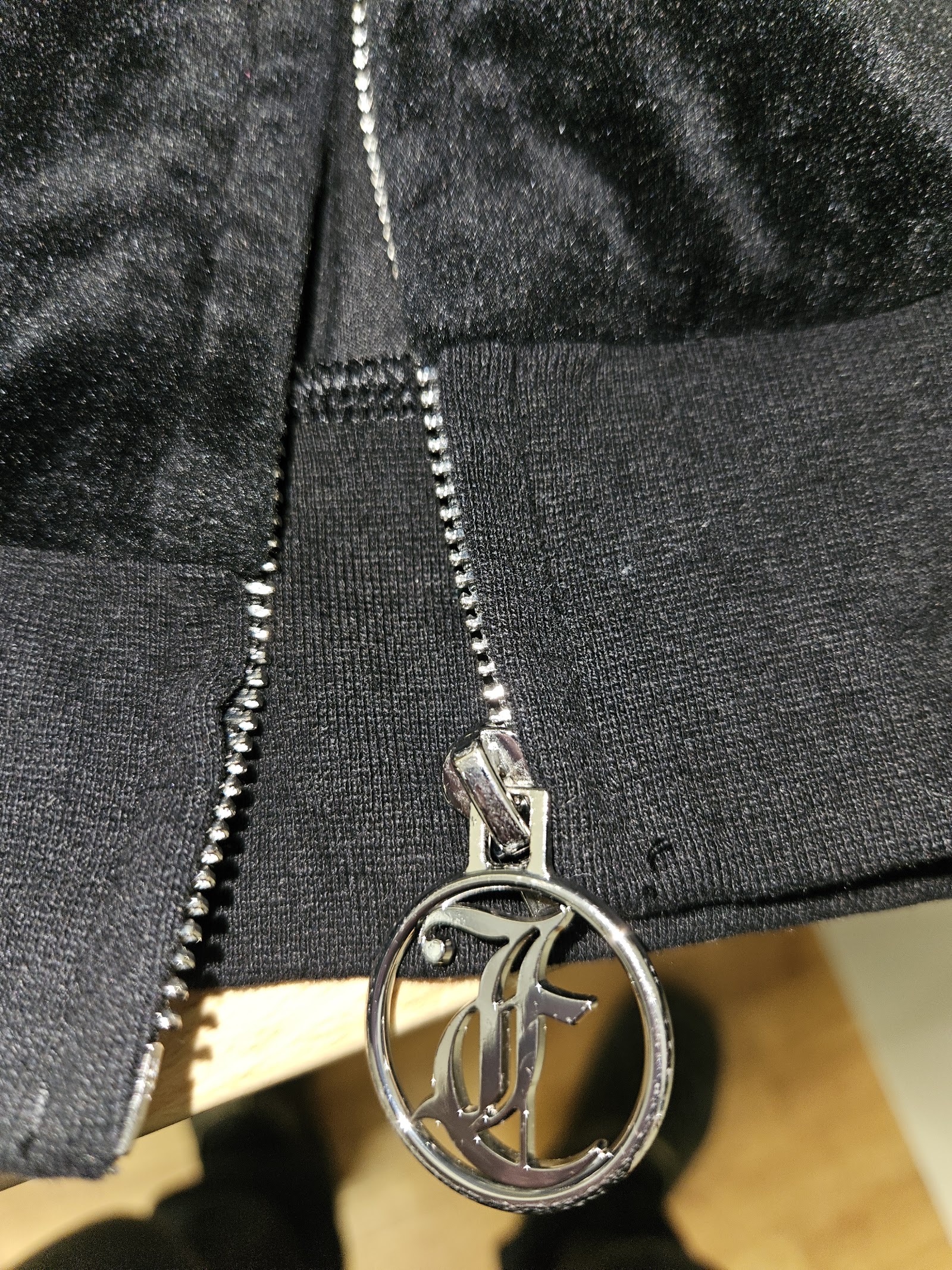 Genuine Juicy Couture Black Velour Rhinestone Zip Hoodie Size XS, XS, photo 7