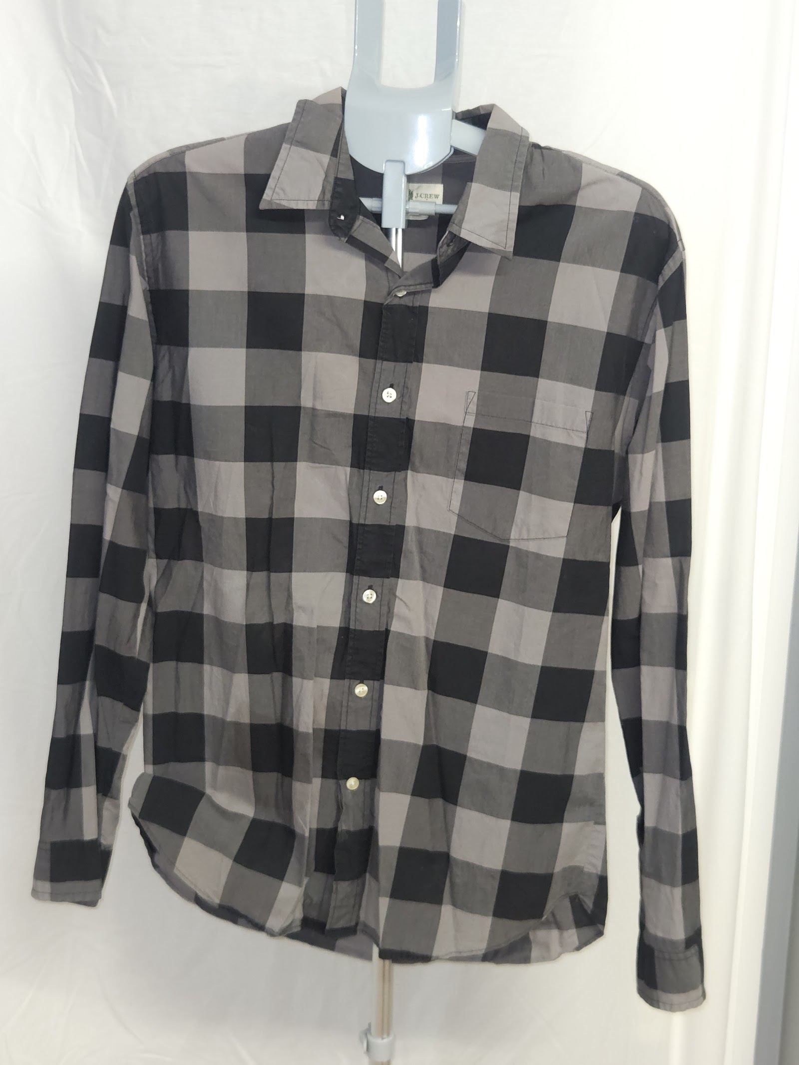 J.Crew Grey-and-black buffalo-check tailored-fit shirt