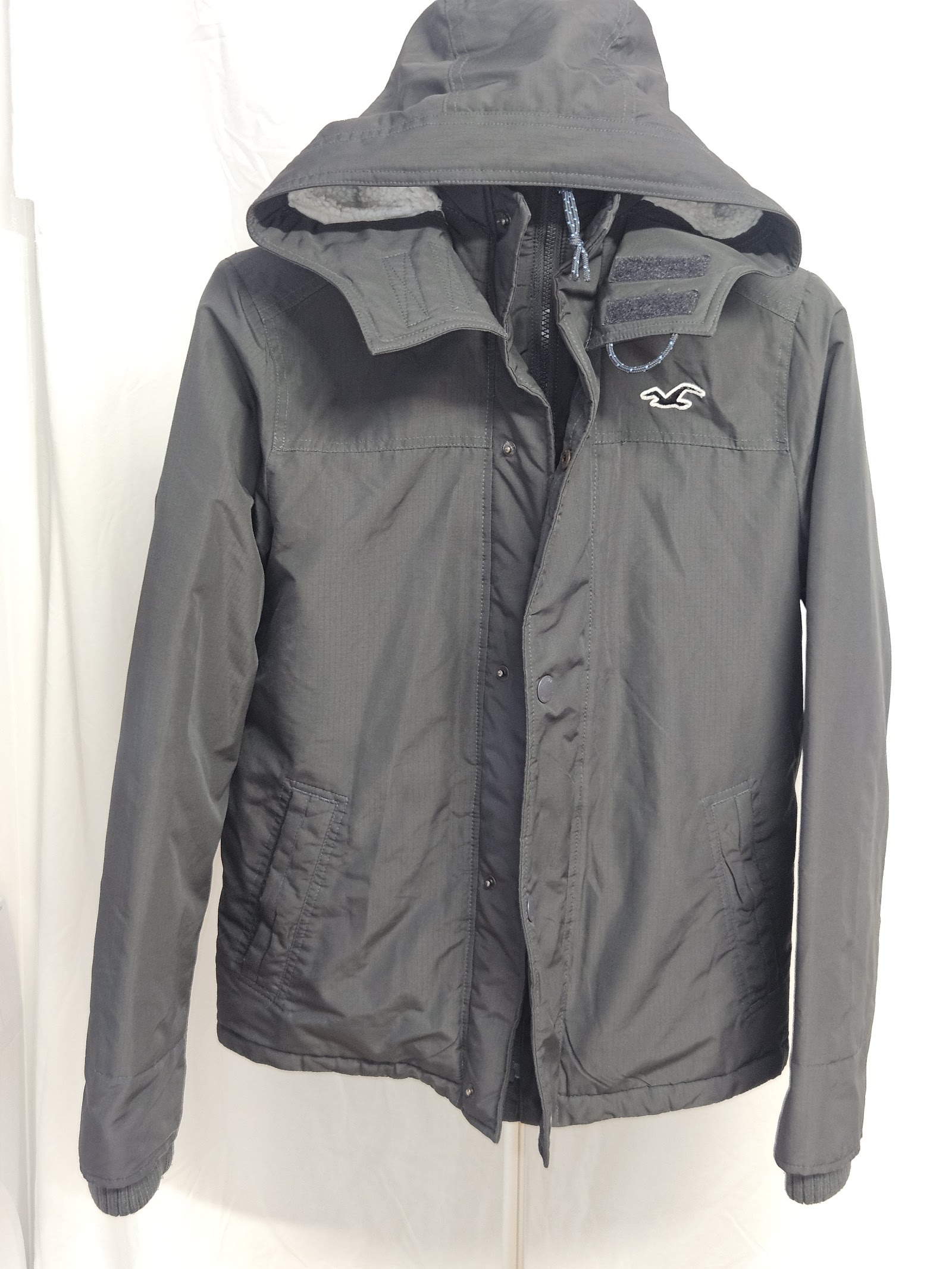 Genuine Hollister California Grey Sherpa Lined All Weather Jacket Size S, S, photo 2