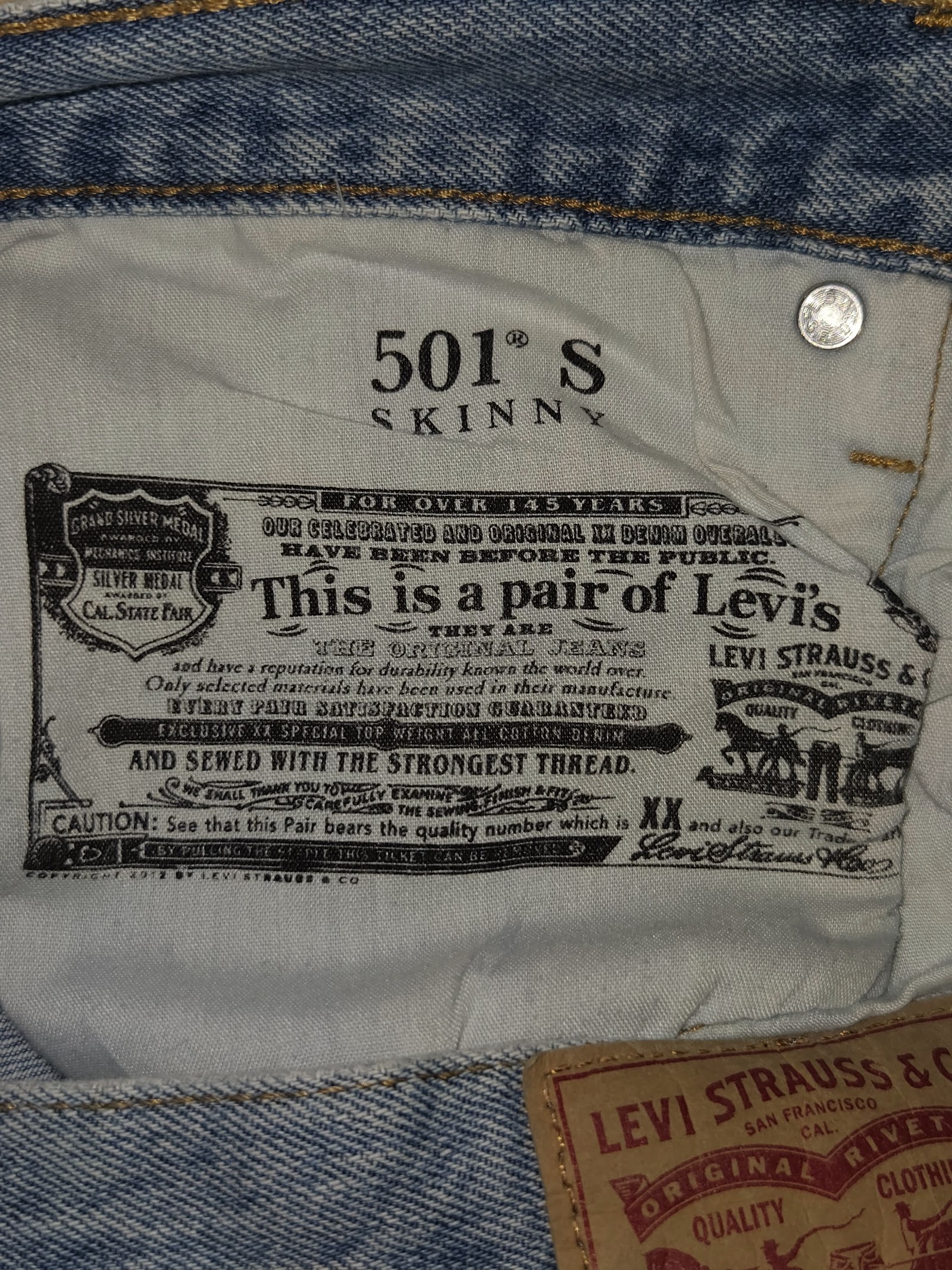 Genuine Levi's 501 Skinny Distressed Blue Jeans, W26 L28, photo 3
