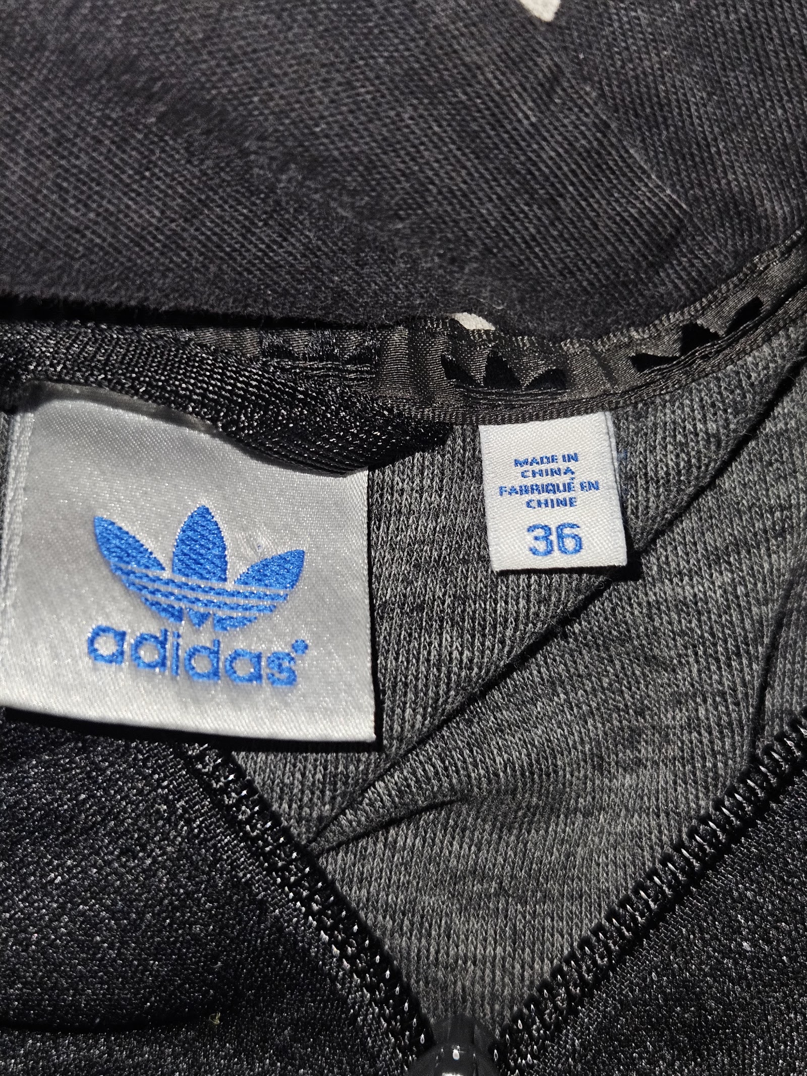 Genuine Adidas Black White Three Stripe Zip Hoodie, 36, photo 3