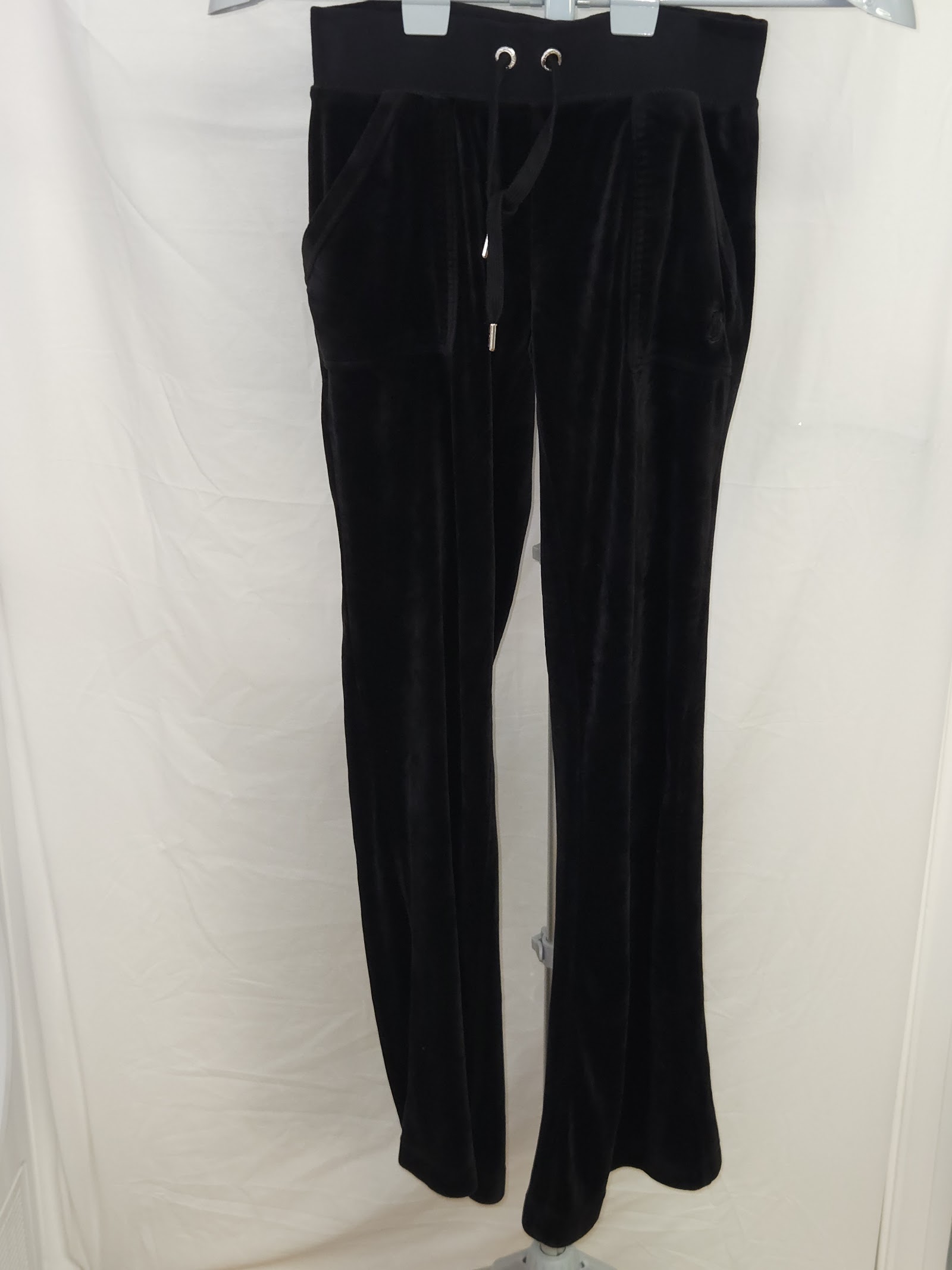 Juicy Couture Black Velour Rhinestone Joggers Size XS
