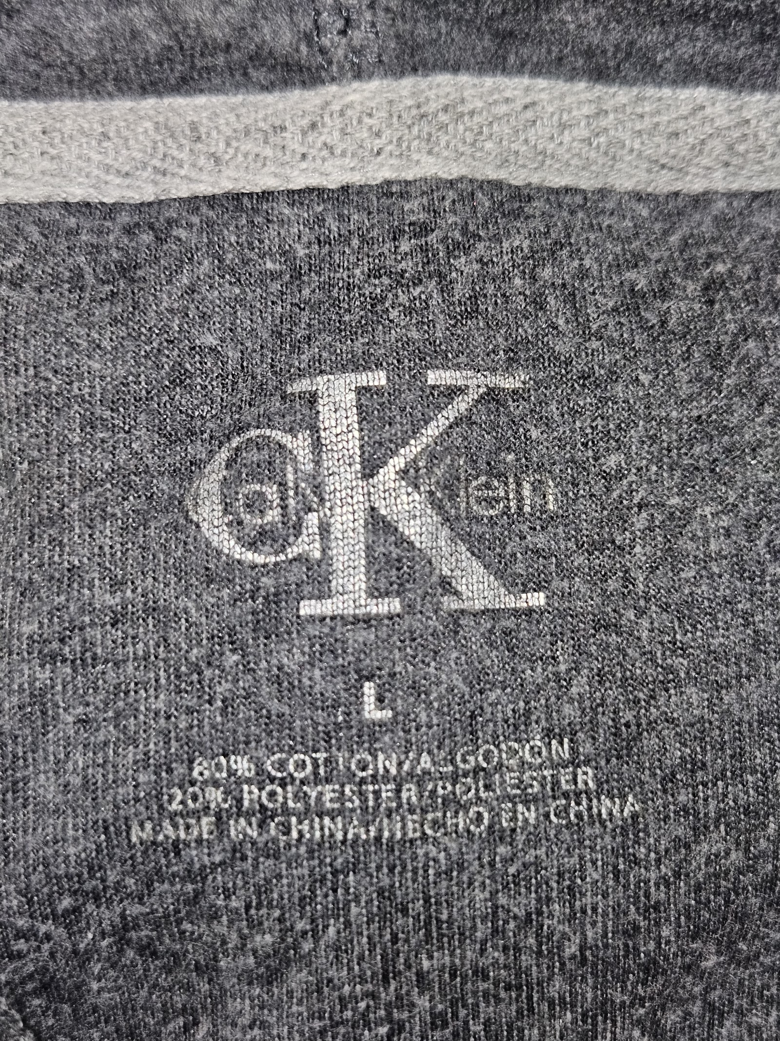 Genuine Calvin Klein Jeans Charcoal Velour Full Zip Hoodie, L, photo 3