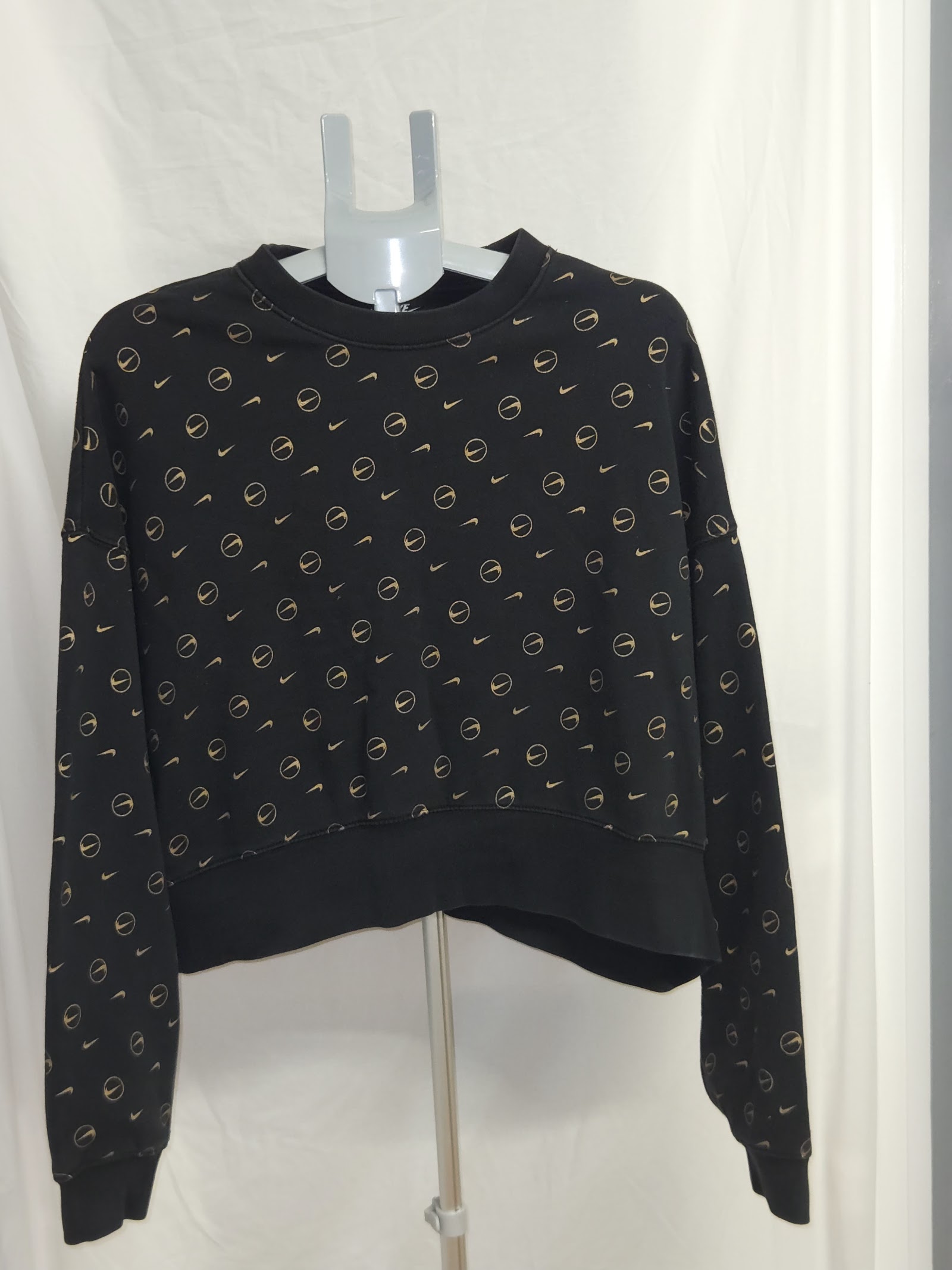 Nike Black Gold Swoosh Pattern Sweatshirt