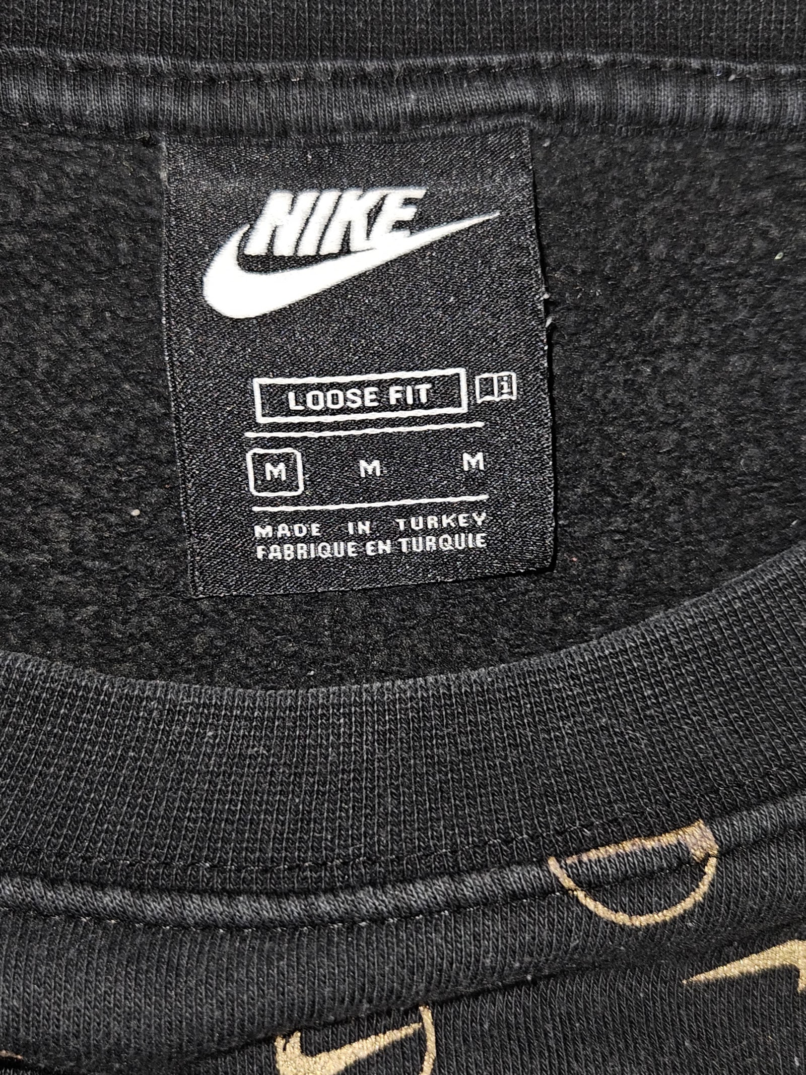 Genuine Nike Black Gold Swoosh Pattern Sweatshirt, M, photo 3