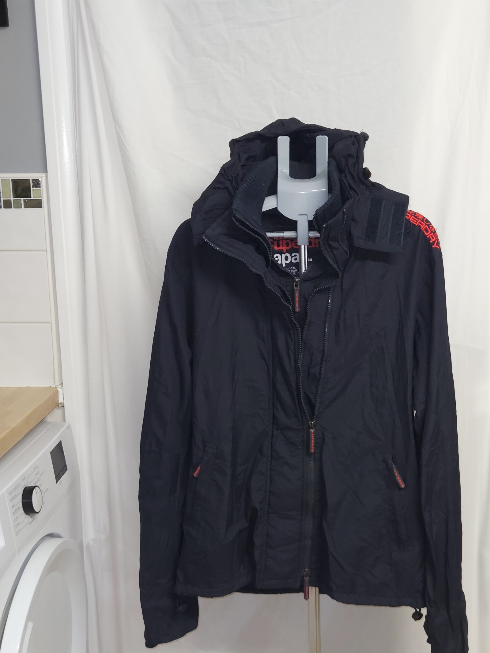 Superdry The Windcheater Black Red Hooded Jacket
