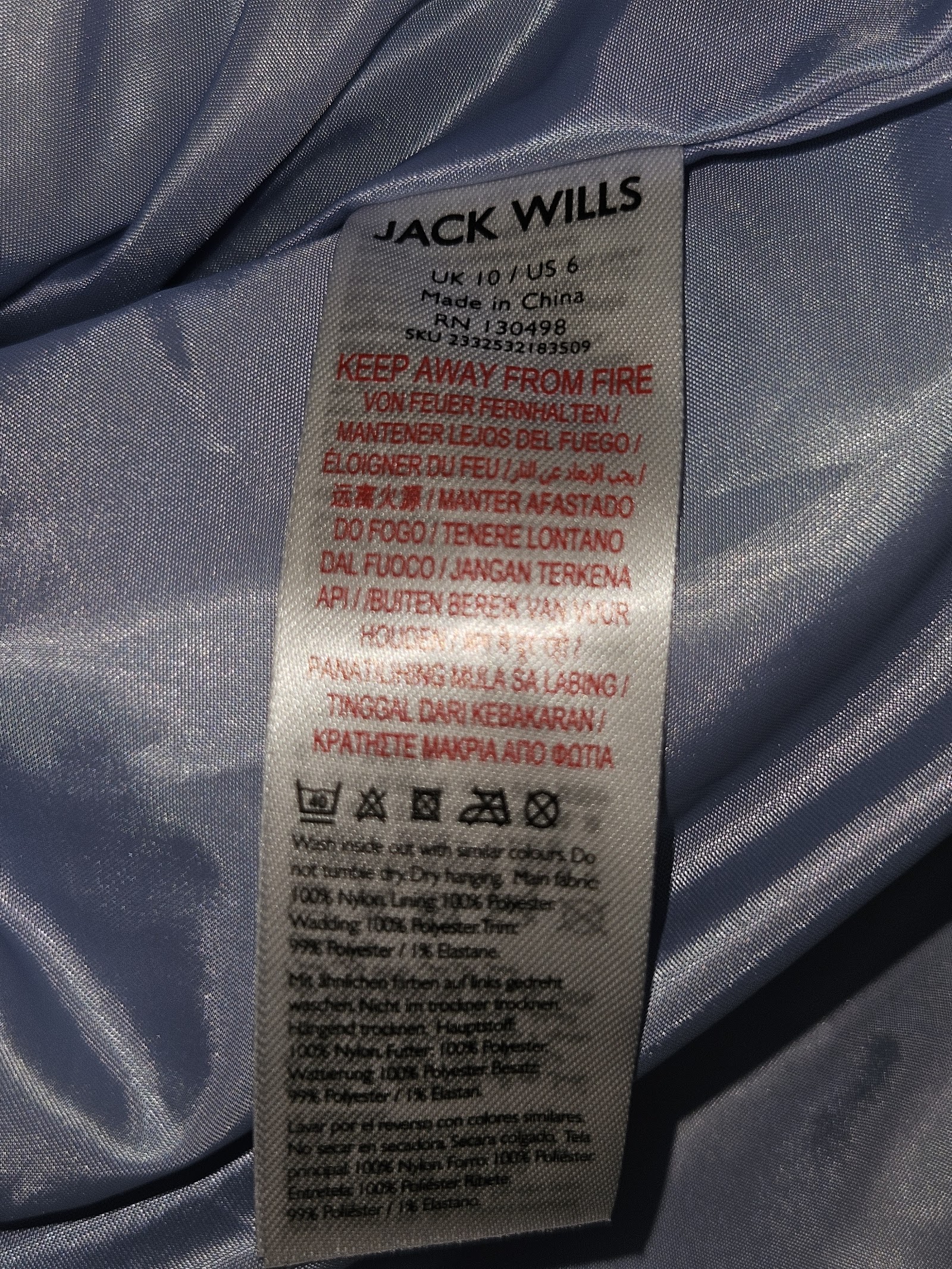 Genuine Jack Wills Women's Light Blue Quilted Jacket Size UK 10, UK 10, photo 4