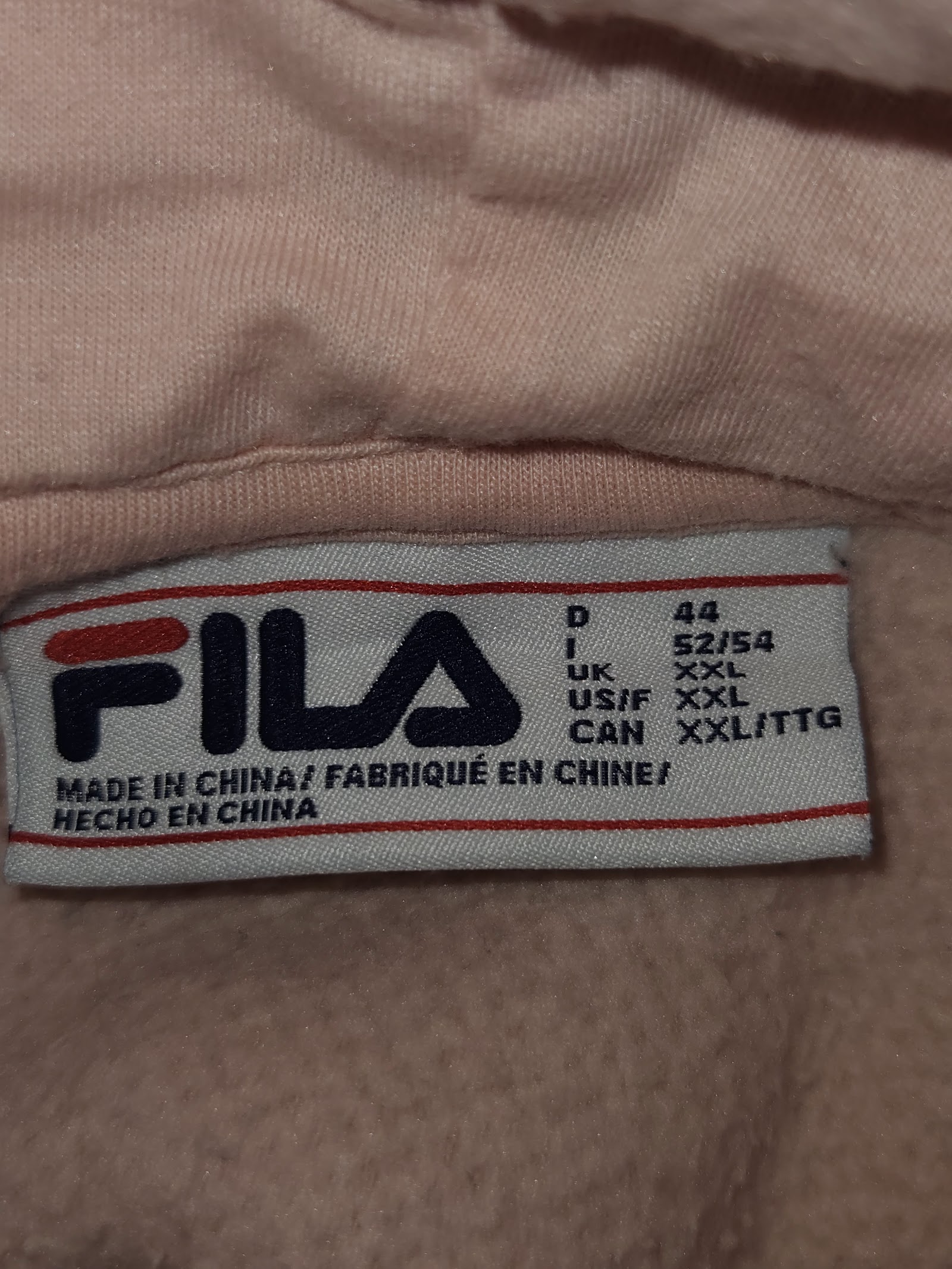 Genuine Fila Dusty Pink Sherpa Teddy Fleece Hoodie, XXL, photo 3