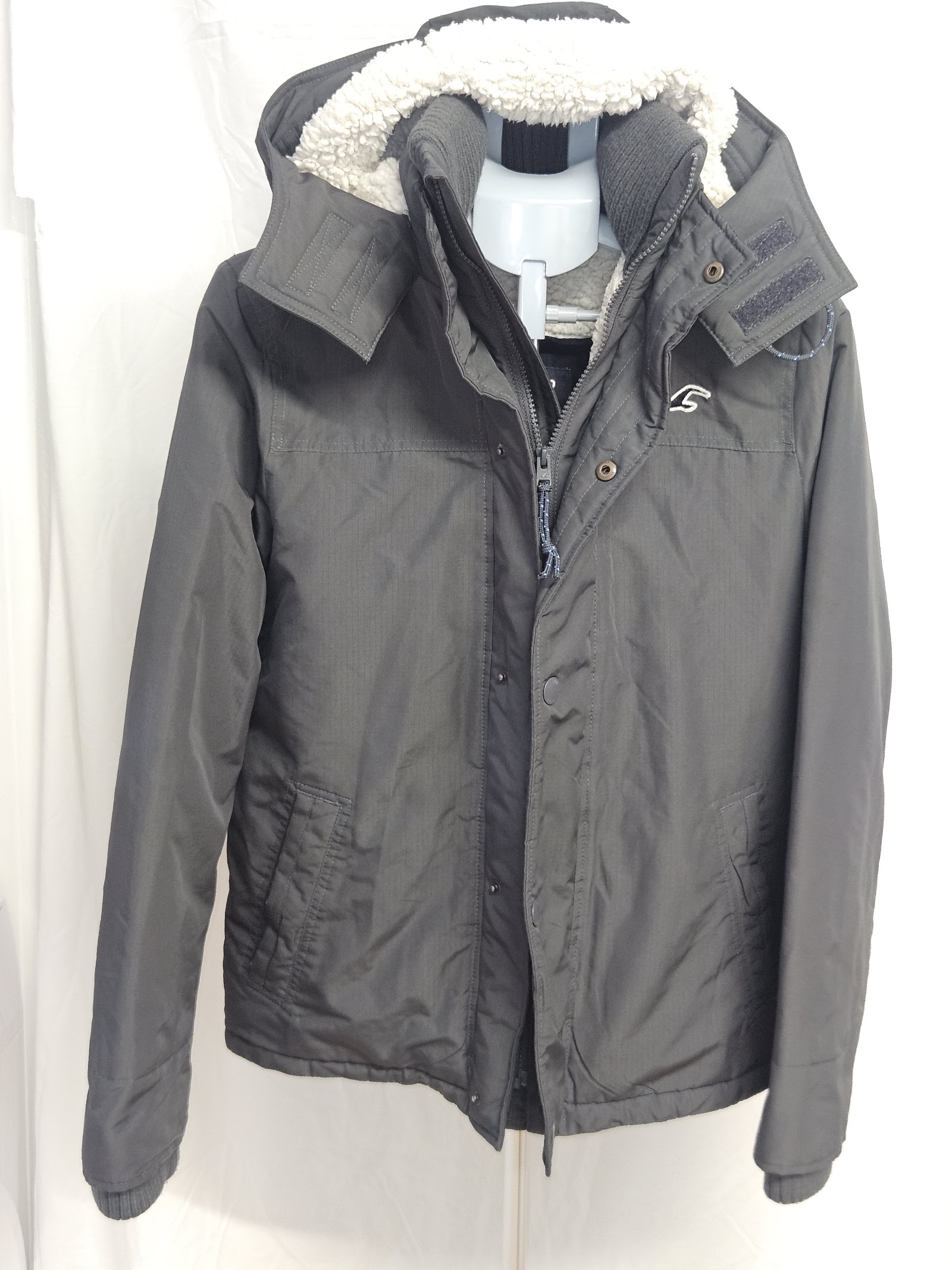 Genuine Hollister California Grey Sherpa Lined All Weather Jacket Size S, S, photo 4