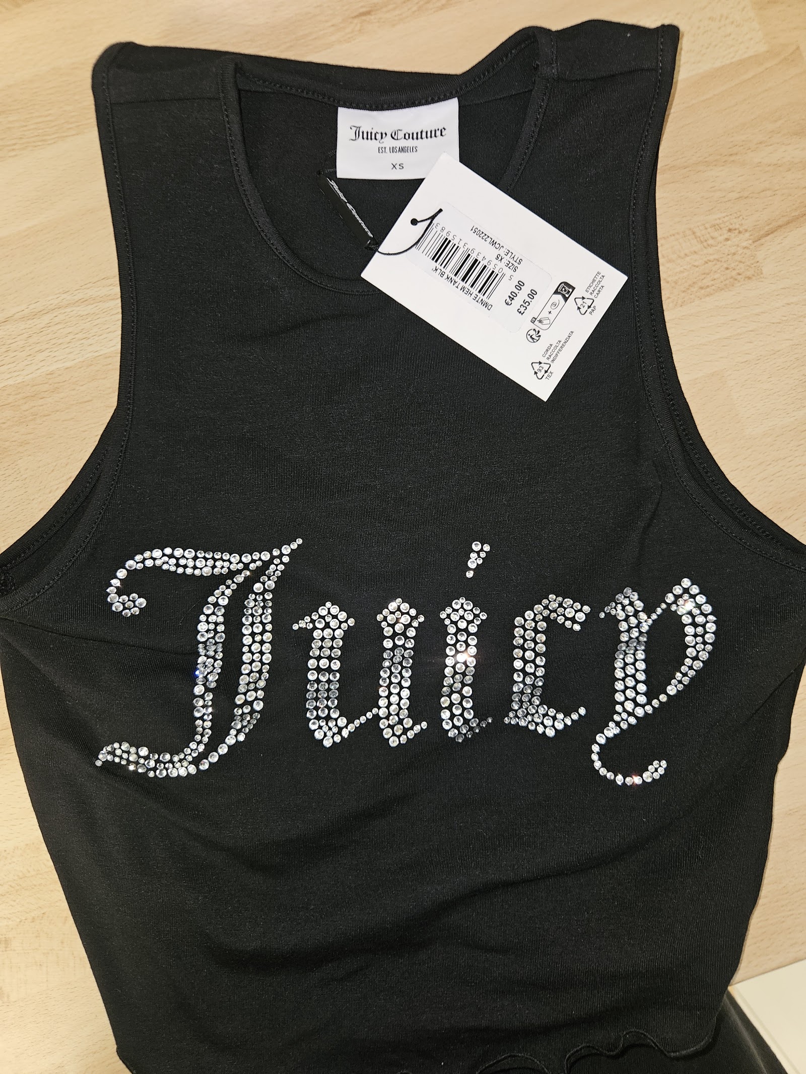 Genuine Juicy Couture Black Rhinestone Tank Top XS NWT RRP £35, XS, photo 4