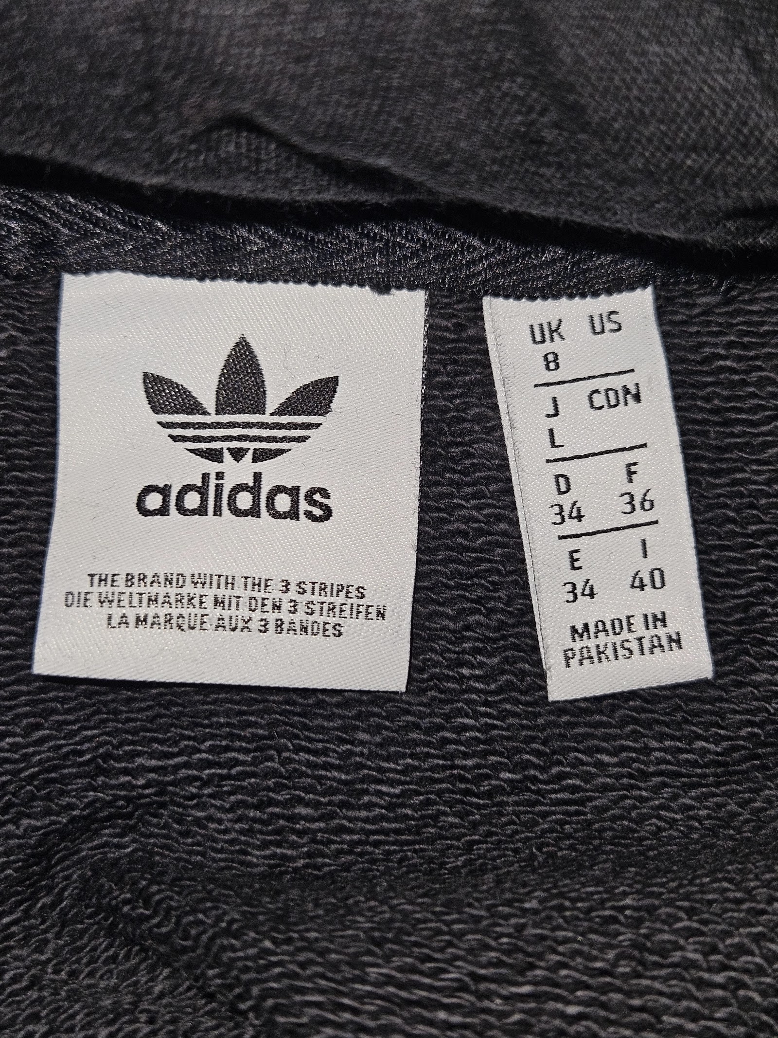 Genuine adidas Originals Black Trefoil Tape Cropped Hoodie, UK 8 / EU 34, photo 3