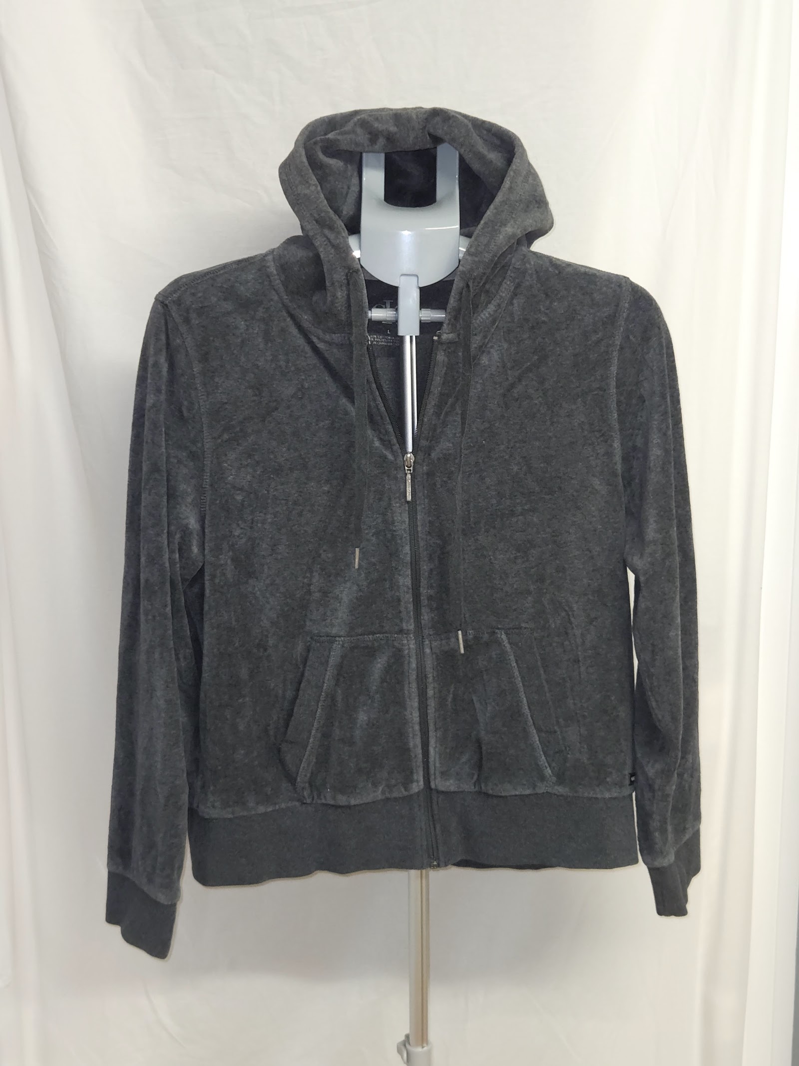 Calvin Klein Jeans Charcoal Velour Full Zip Hoodie