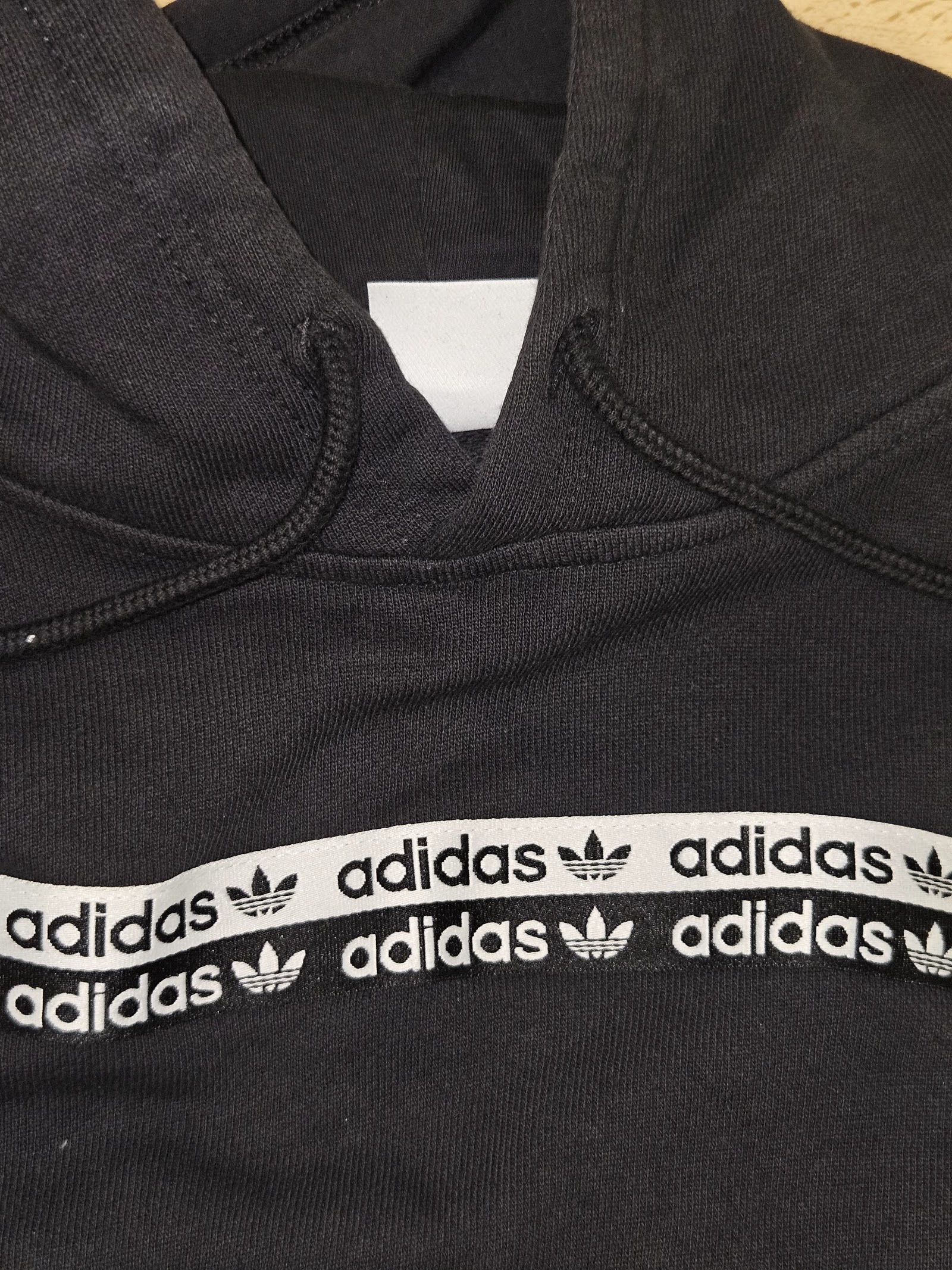 Genuine adidas Originals Black Trefoil Tape Cropped Hoodie, UK 8 / EU 34, photo 4