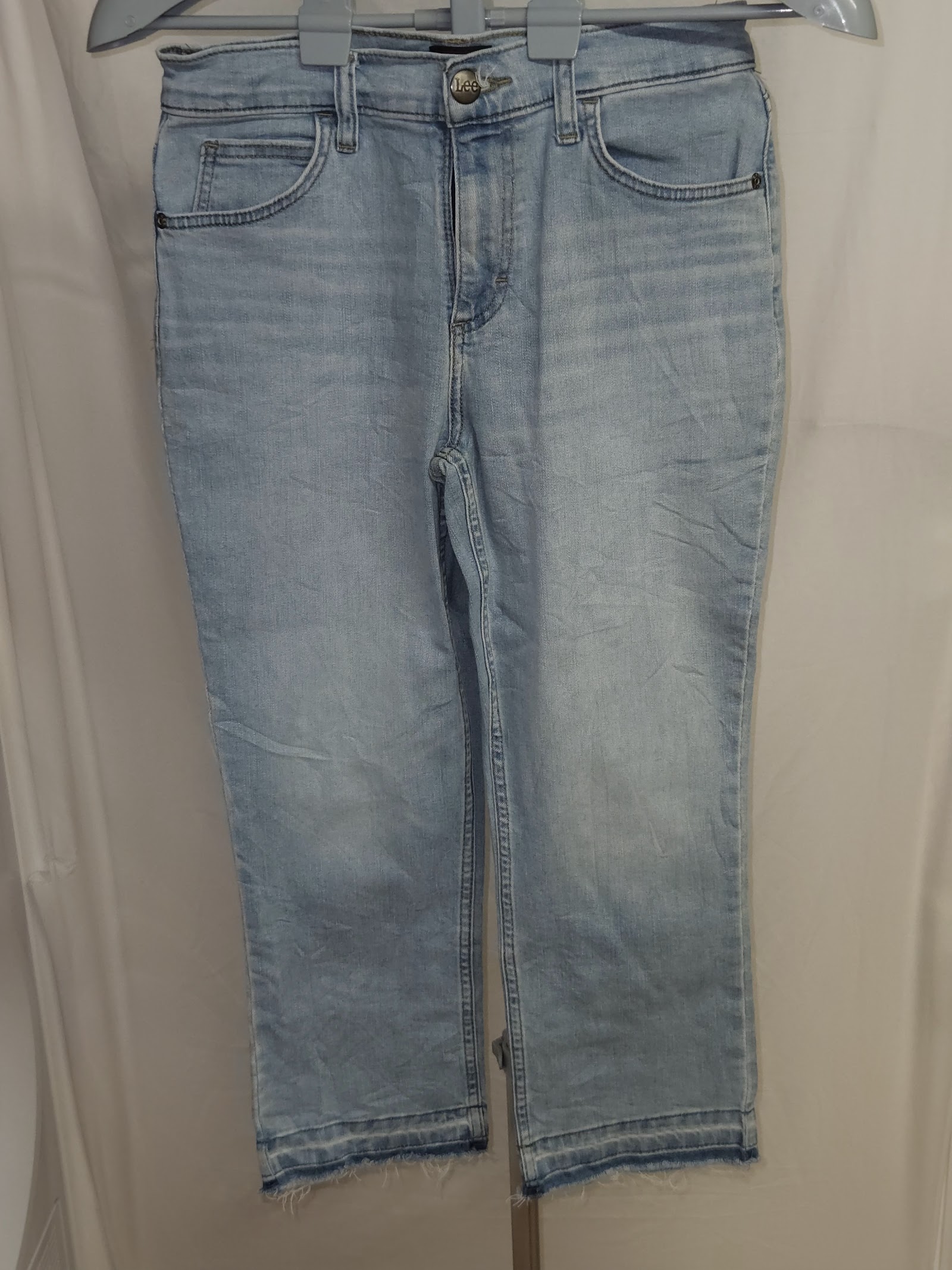 Lee Light Blue Raw Hem Cropped Jeans