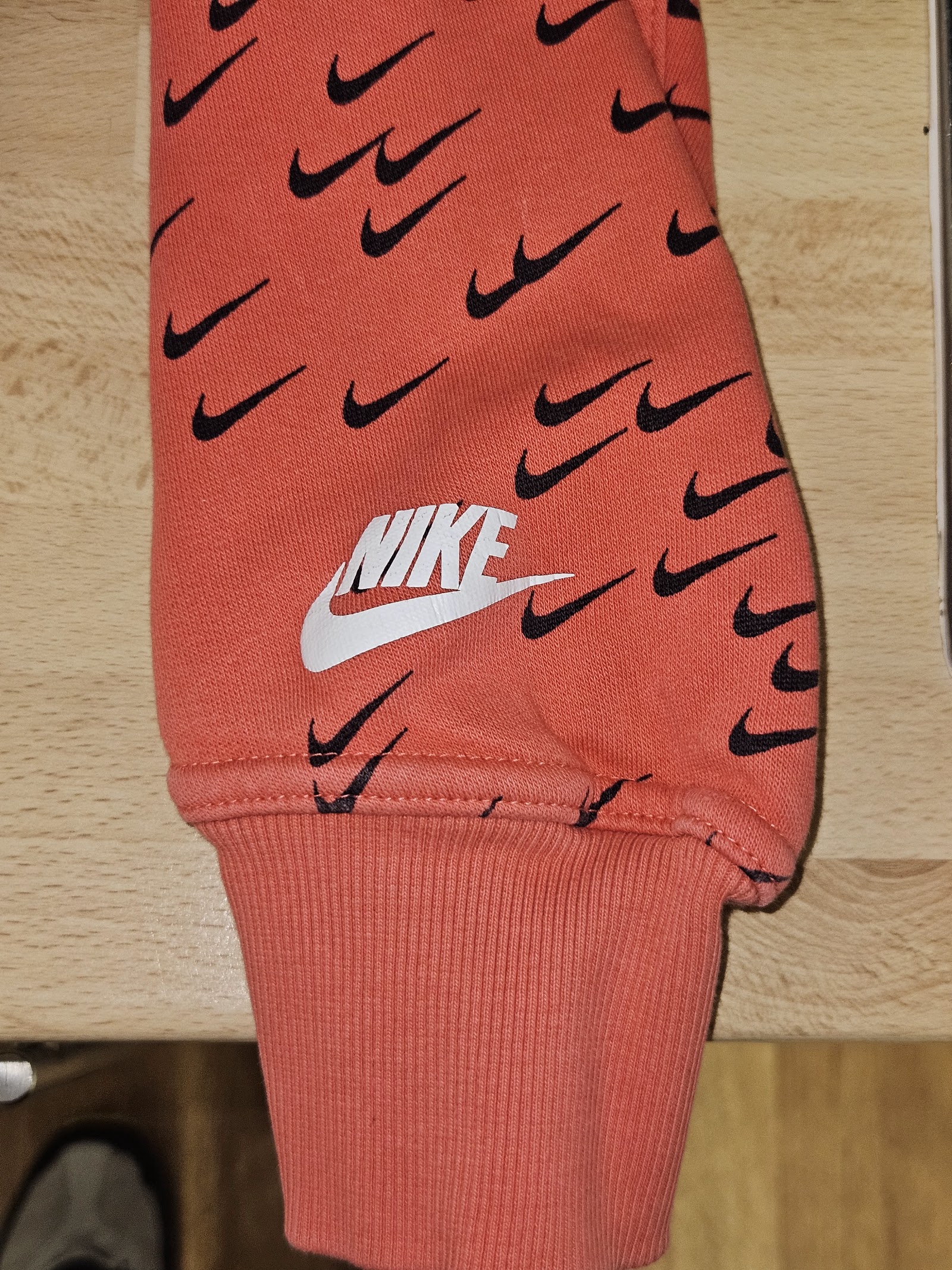 Genuine Nike Coral All Over Swoosh Pullover Hoodie, L, photo 4