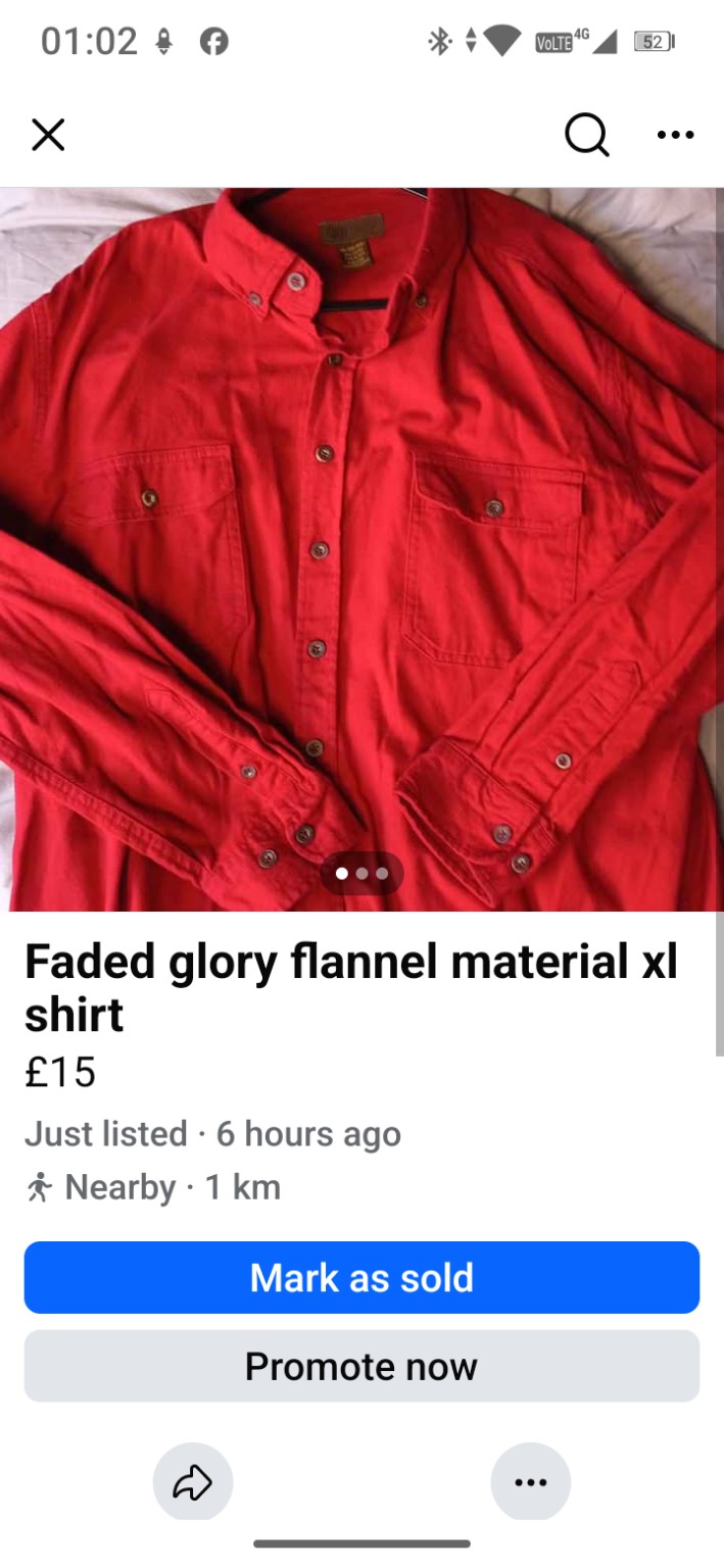 Faded Glory Red long-sleeve cotton shirt