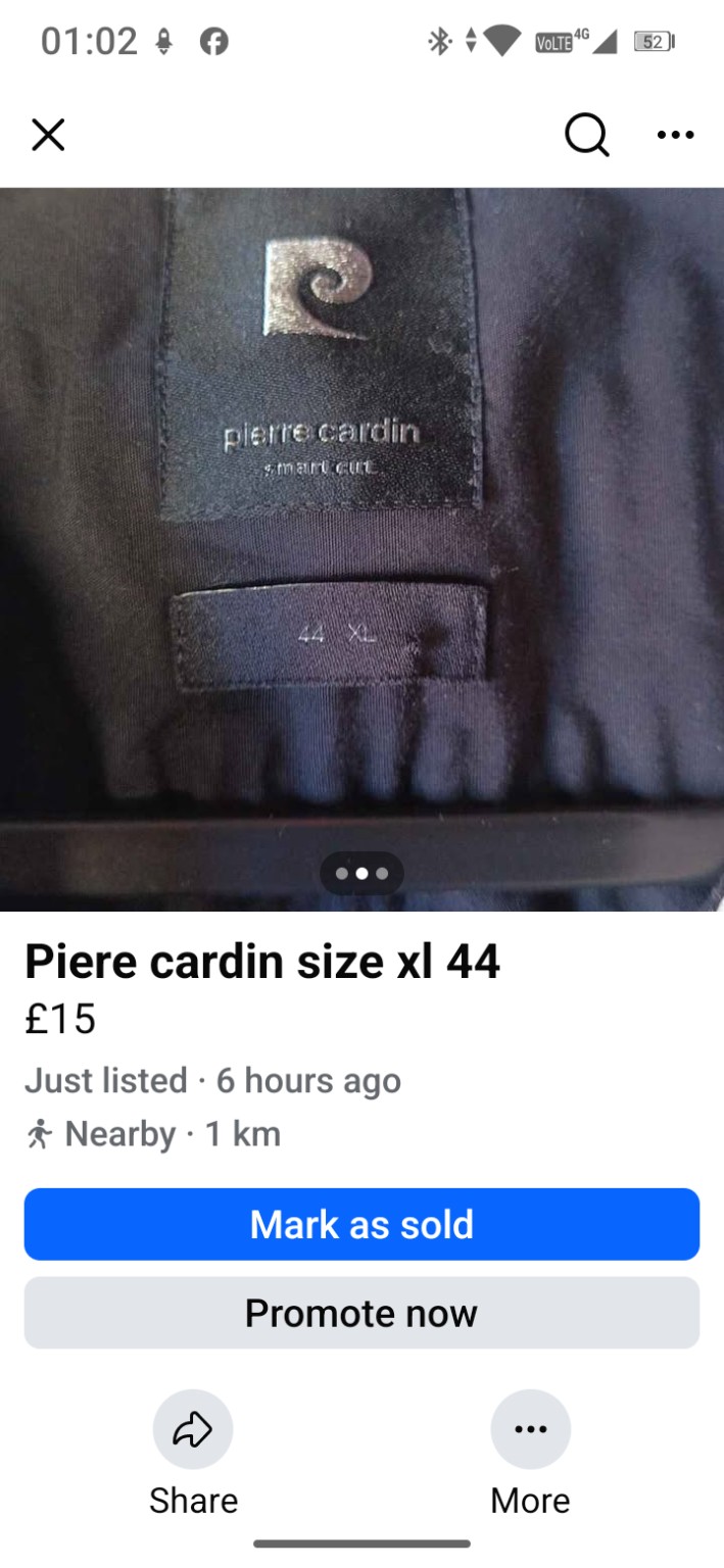 Genuine Pierre Cardin Black contrast-collar smart shirt, 44 / XL, photo 2