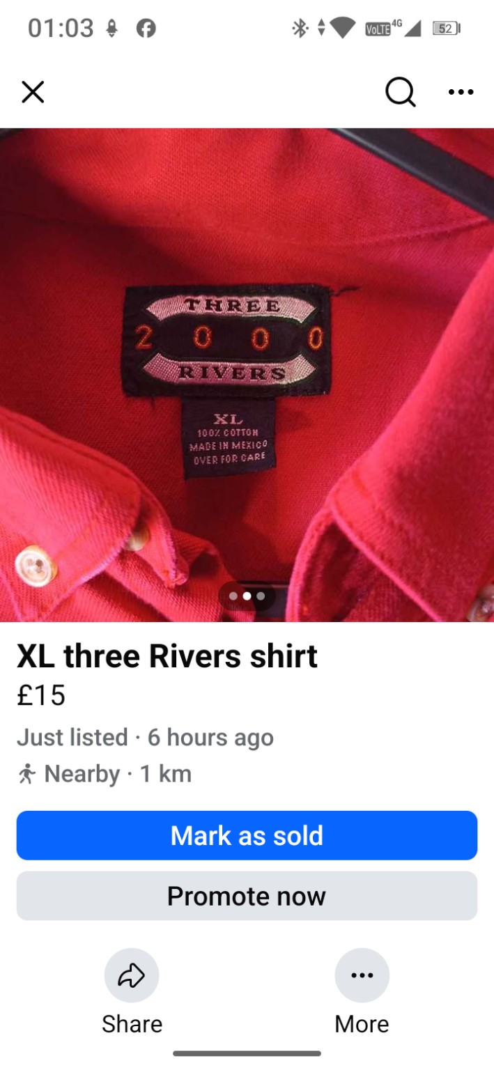 Three Rivers 2000 Men’s red cotton shirt