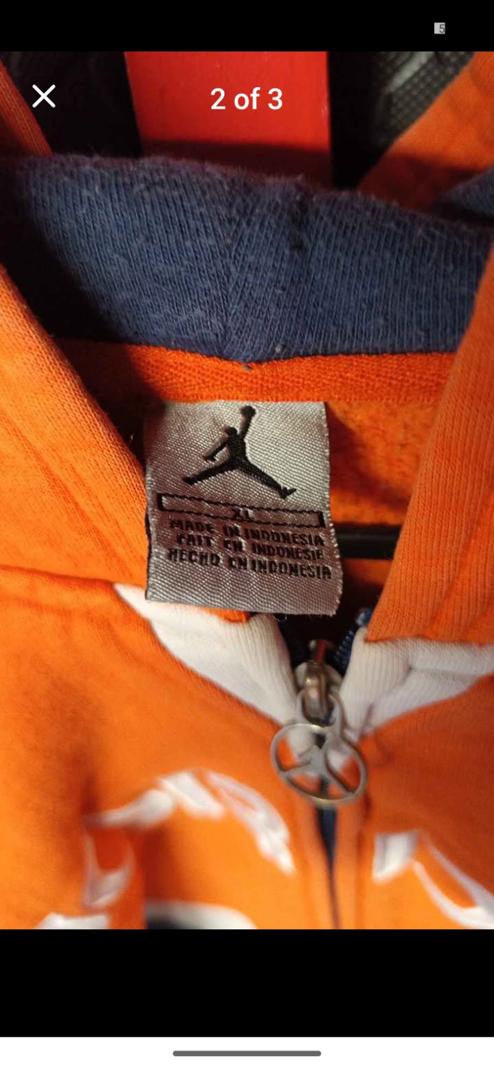 Genuine Jordan Retro orange, white and blue zip hoodie, XL, photo 2
