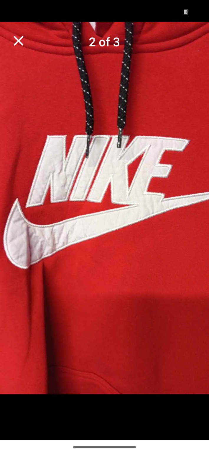 Genuine Nike Red large-logo pullover hoodie, Medium, photo 2
