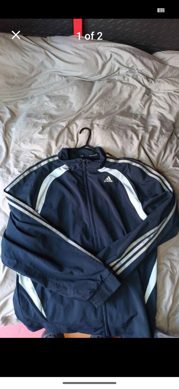 Adidas Navy and white full-zip track jacket