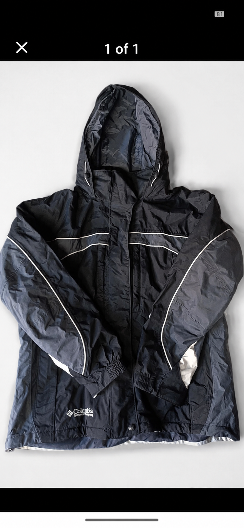 Columbia Black and charcoal hooded coat